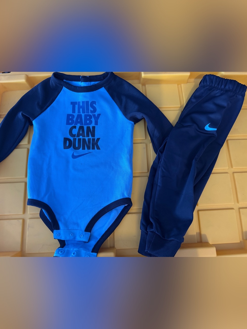 Nike Blue and Navy "This Baby Can Dunk" One-Piece Set